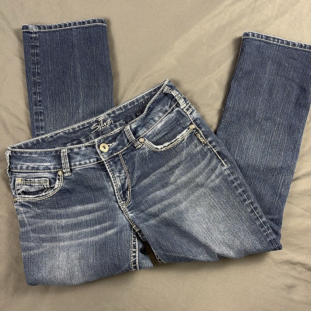 Silver Jeans Women's Suki Capri Blue Denim  Size W28